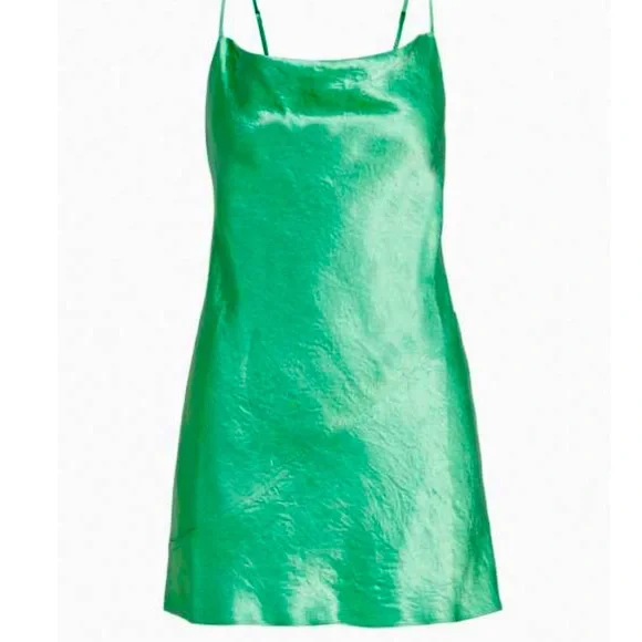 aritzia green silk dress Lime Green Silk Double Slit Column Dress – Taste main image 1